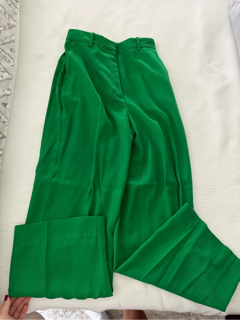 Zara green wide leg trousers